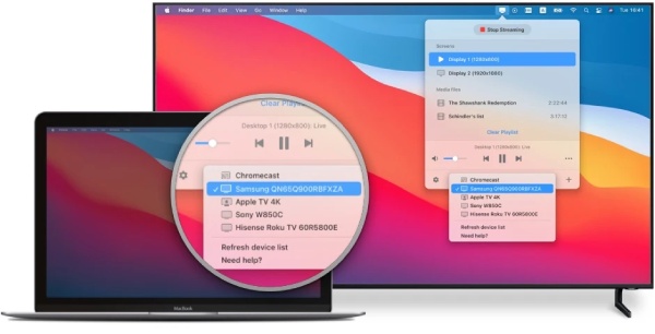 Airplay를 사용하여 Mac의 화면을 Samsung TV로 미러링