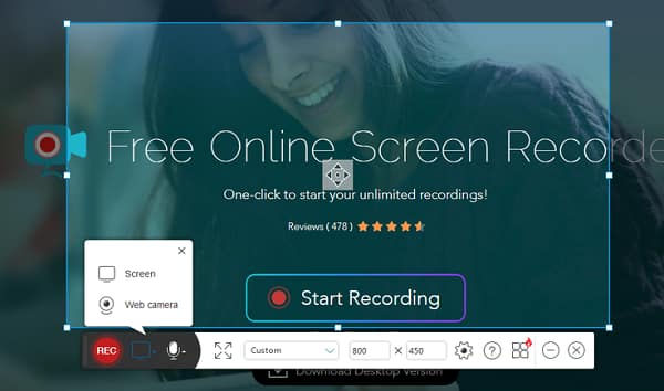 Apowersoft Free Screen Recorder Интерфейс