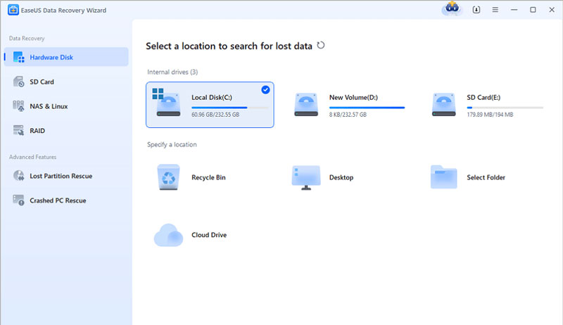 Easeus Recover SD Card