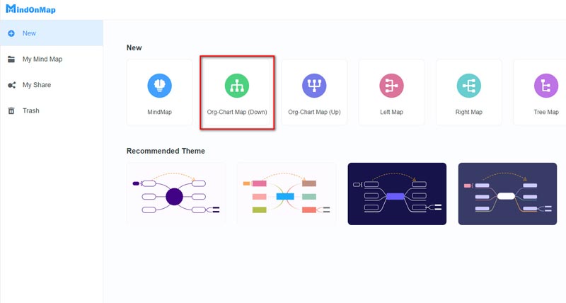 Vyberte ORG Chart Map Down