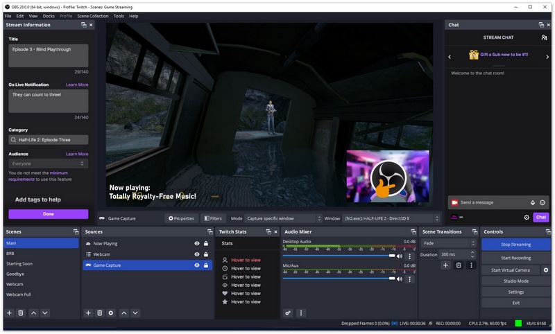 Интерфейс OBS Studio
