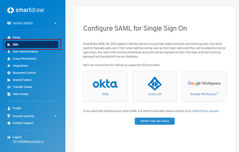 SmartDraw SAML For SSO