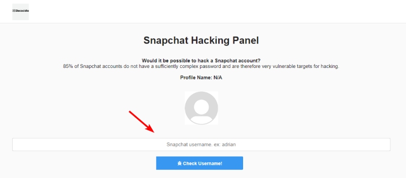 Snapchat-hackpaneel Online Snapchat-wachtwoordzoeker