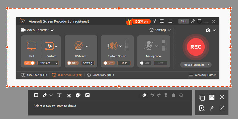 Interfejs migawki rejestratora ekranu