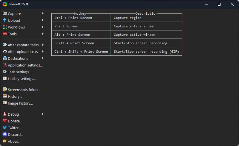 ShareX Interface