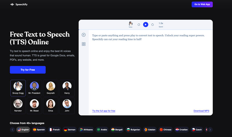 Speechify Free Text to Speech Online