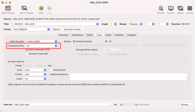 Handbrake Increase Frame Rate