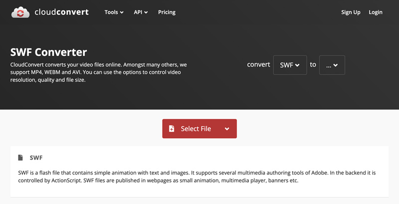 CloudConvert SWF Converter Online