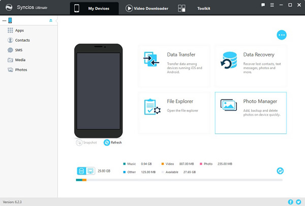 Trasferimento dati Syncios ewview