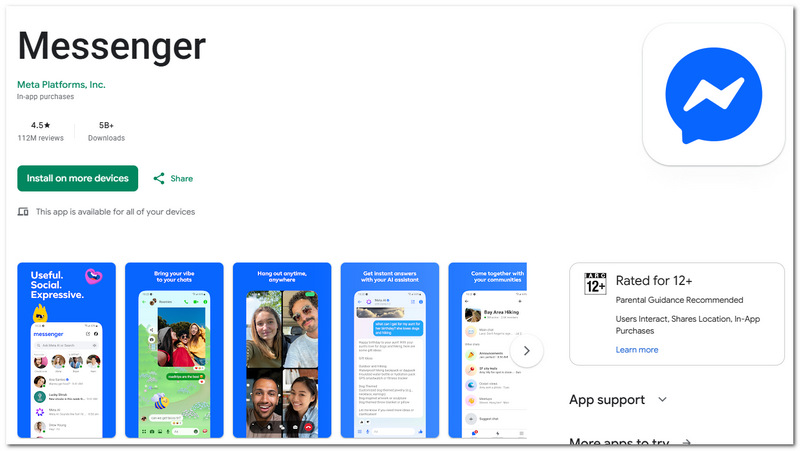 Facebook Messenger Text Messaging App