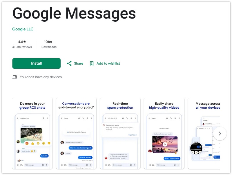 Google Messages Text Messaging App