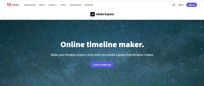 Онлайн-конструктор хронологии Adobe Express