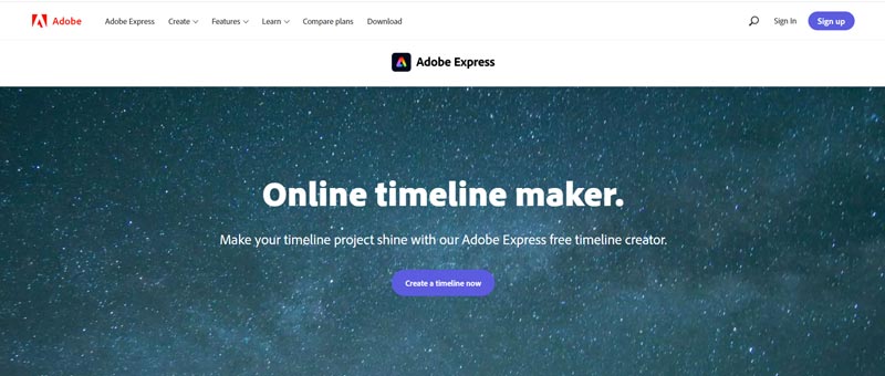 Creatore di sequenze temporali online Adobe Express