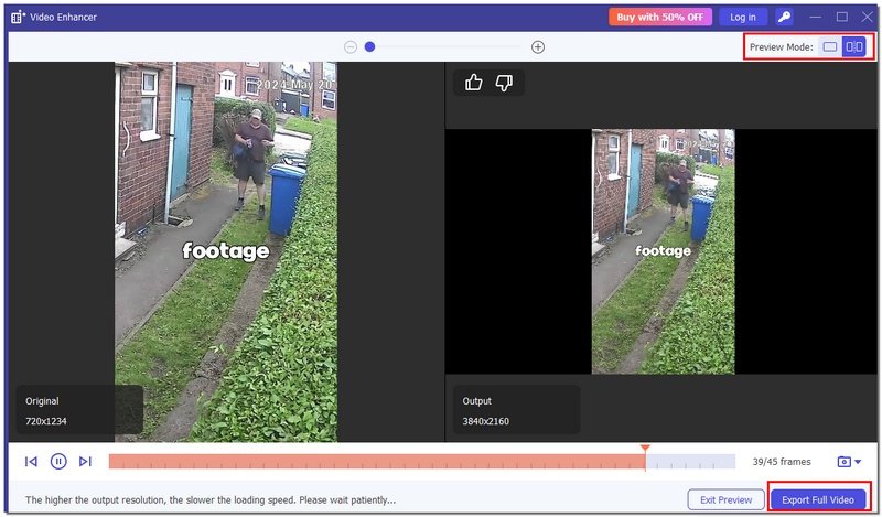 Export Enhanced Video