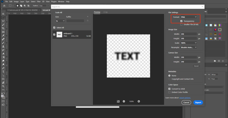 Converteren naar PNG transparante achtergrond in Photoshop