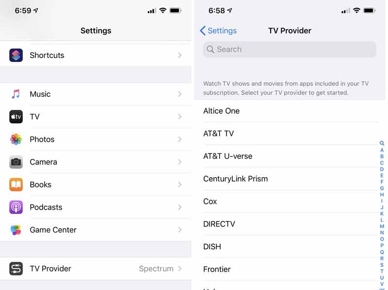 TV Provider List