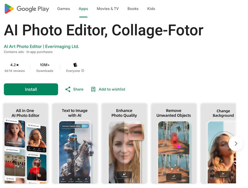 Fjern sløring af foto-app Android Fotor