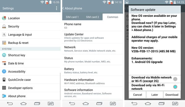 Opdater Android LG