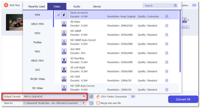 Pick Output Format