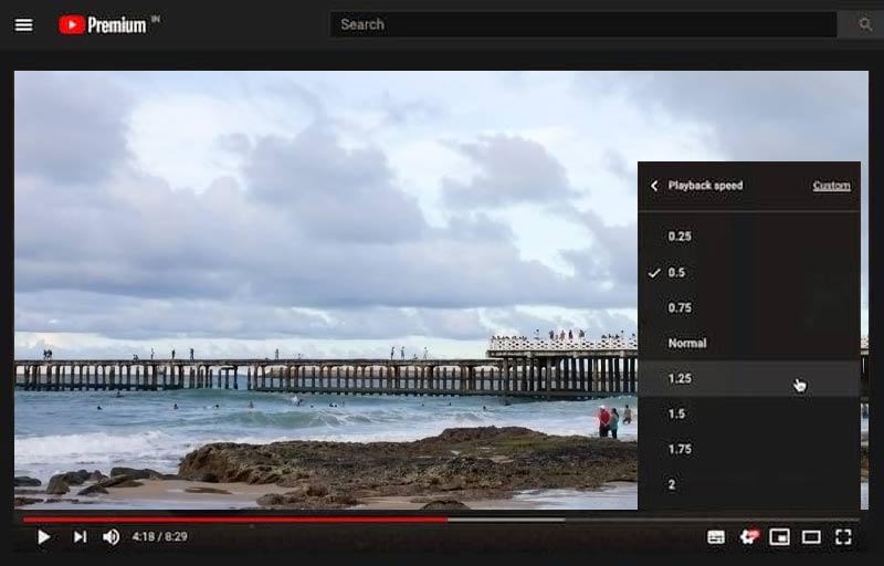 YouTube-videosoittimen nopeus Firefoxille