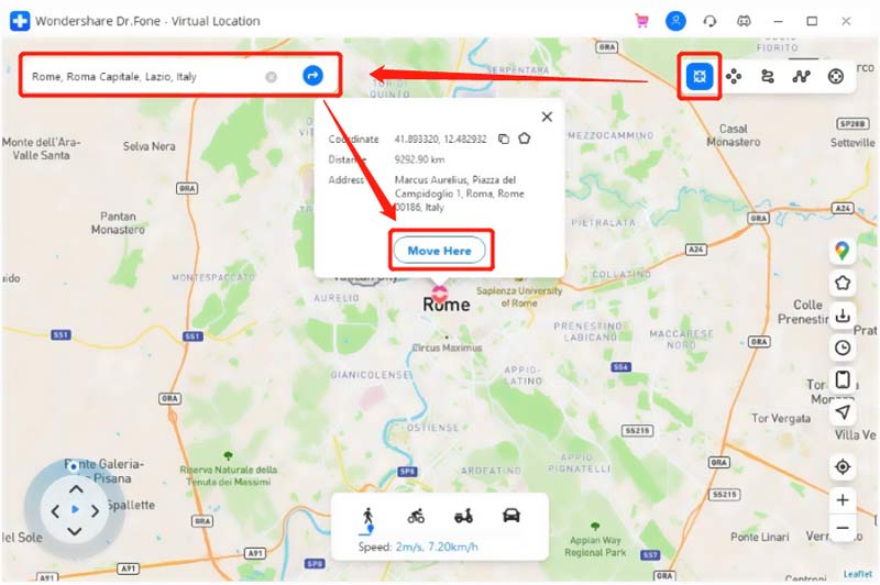 Brug Dr Fone Virtual Location til at falske GPS-placering
