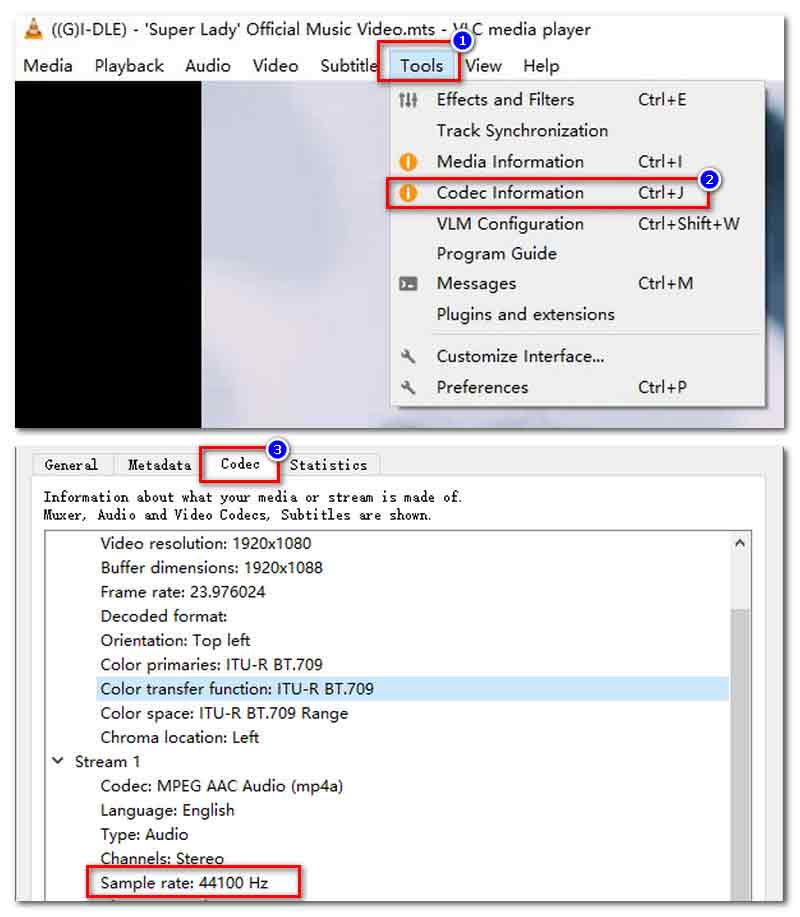 VLC Ellenőrizze a forrás bitrátát