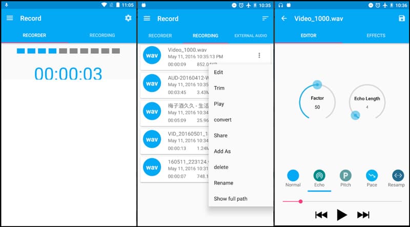 Аудио рекордер и редактор для Android
