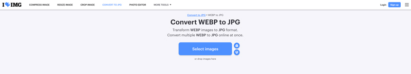 iLoveIMG WebP'yi JPG'ye dönüştürün
