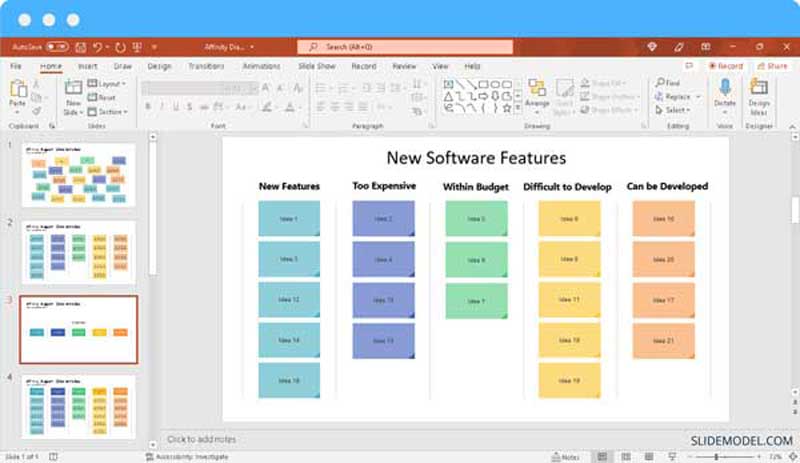 Affiniteitsdiagrammen Illustratie Softwarefuncties Voorbeeld