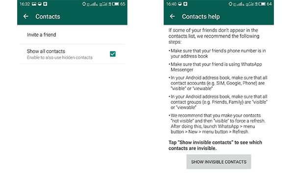 Android WhatsApp problémák