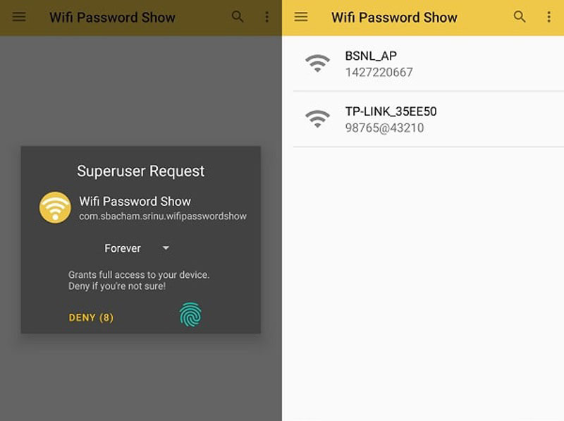 Mostra password Wi-Fi