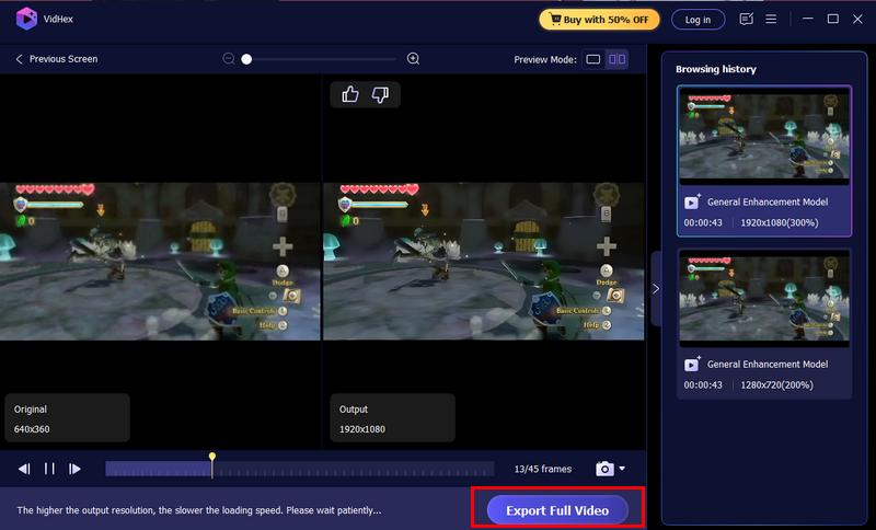 Click Export Full Video