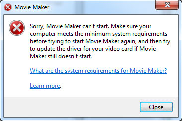 Windows Movie Maker non si aprirà