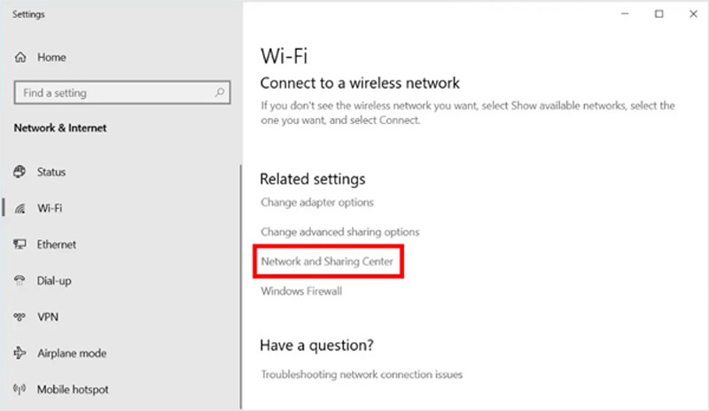 Windows nettverks- og delingssenter