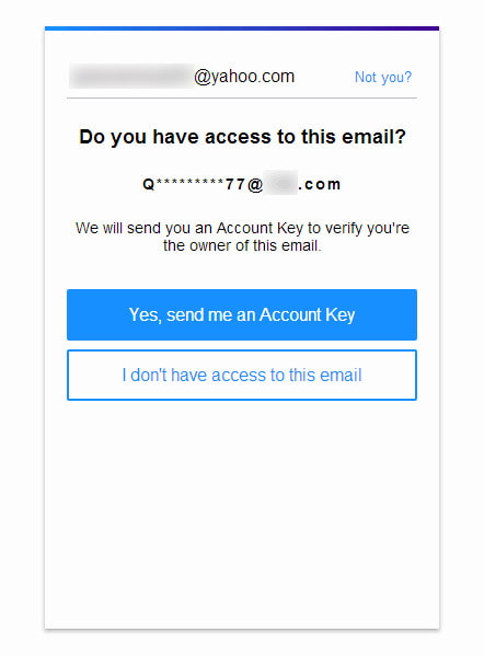 Invia chiave account per e-mail di recupero