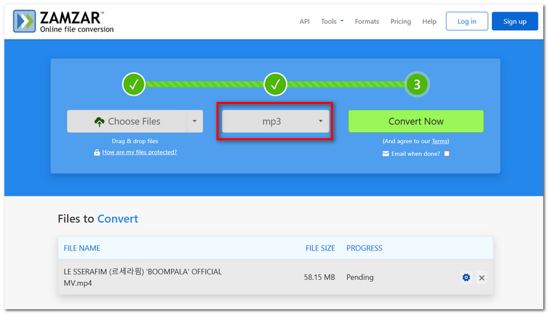 Select MP3 Format