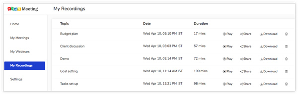 Recorded Zoho Meeting
