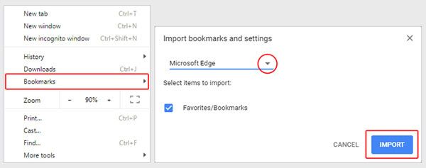 Importer Chrome-bogmærker