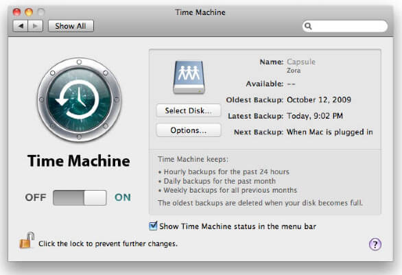 Επαναφορά δεδομένων Mac με Time Machine