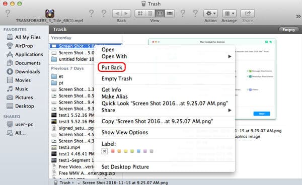 Herstel verwijderde bestanden Mac uit prullenbak