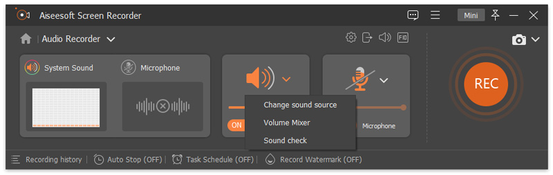 Audio Recorder Speaker Audio Options