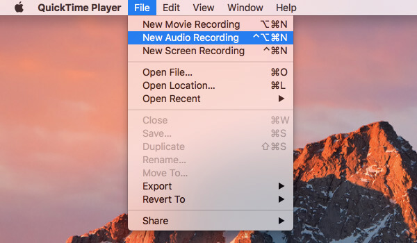 QuickTime Player'dan Yeni Ses Kaydı