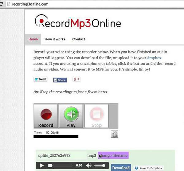 Registra MP3 online