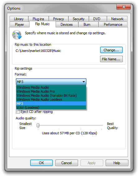 Rip CD to MP3 with Windows Media Player