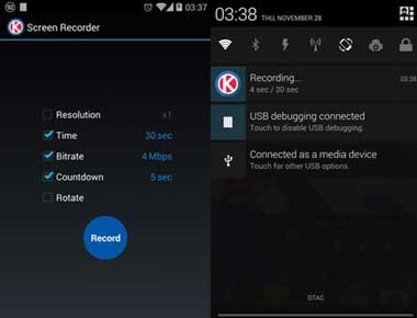 Aplikacja Screen Recorder - Kitkat