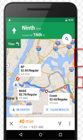 Skærmbillede Google Maps på Android