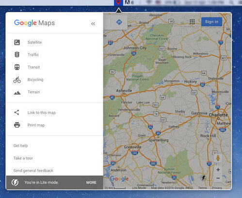 Zrzut ekranu Mapy Google na komputerze Mac
