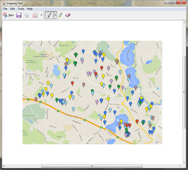 Screenshot Google Maps met Snipping Tool