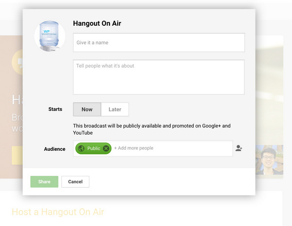 Canlı Hangout'u ayarlayın