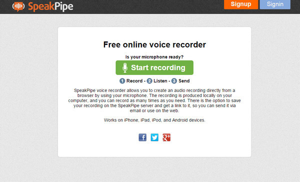 Interface van Speakpipe